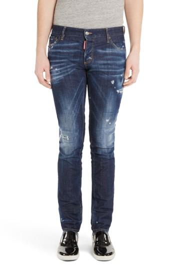 Men's Dsquared2 Paint Splatter Slim Jeans Eu - Blue