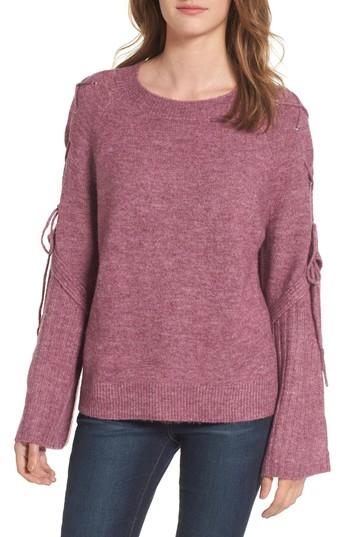 Women's Bp. Lace Up Shoulder Sweater, Size - Purple