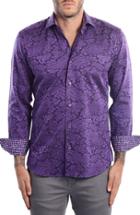 Men's Bertigo Paisley Modern Fit Sport Shirt - Purple