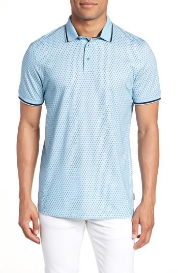 Men's Ted Baker London Abot Trim Fit Print Polo (s) - Blue
