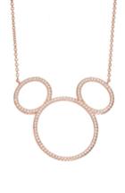 Women's Disney Mickey Mouse Open Silhouette Rose Gold & Crystal Pendant Necklace