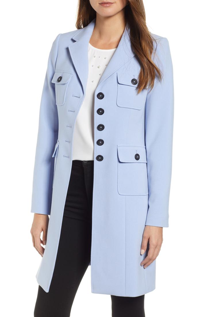 Women's Karl Lagerfeld Paris Double Weave Topper Coat - Blue