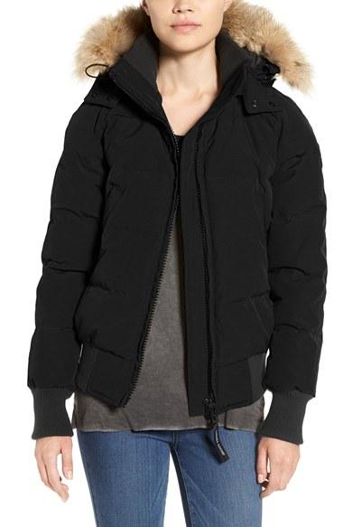 Women's Canada Goose 'savona' Bomber Jacket With Genuine Coyote Fur Trim