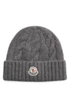 Men's Moncler Cable Knit Wool Beanie - Grey