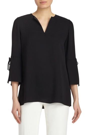 Women's Lafayette 148 New York Sela Silk Blouse, Size - Black