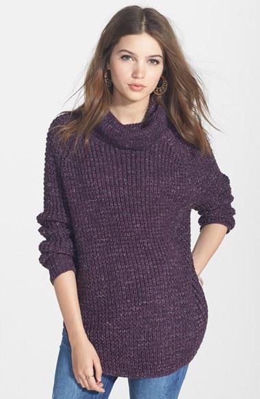 Free People Turtleneck Pullover Plumberry