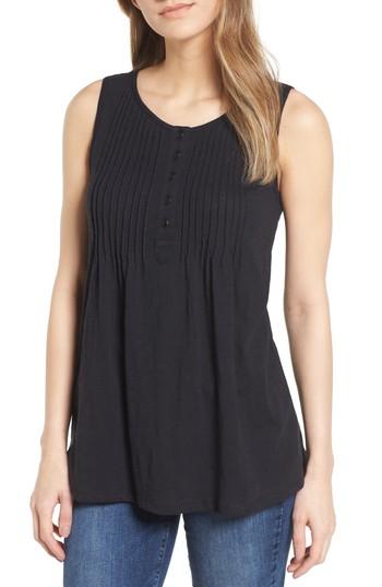 Women's Caslon Pintuck Knit Tank - Black
