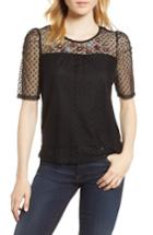 Women's Cece Embroidered Swiss Dot Blouse, Size - Black