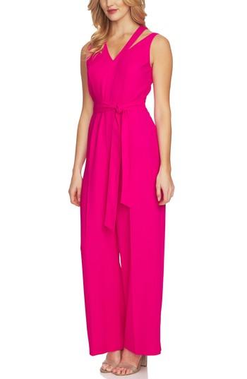 Women's Cece V-neck Tie Waist Jumpsuit - Pink