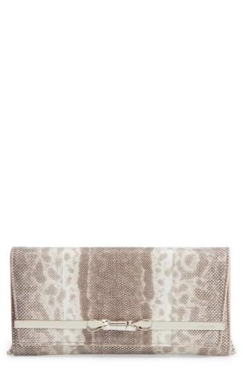 Jimmy Choo Lydia Genuine Snakeskin Envelope Clutch - Metallic