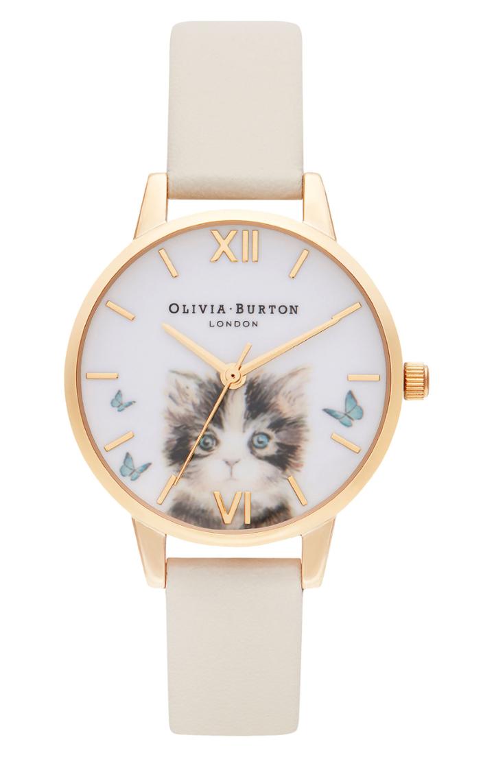 Women's Olivia Burton Illustrated Animals Leather Strap Watch, 30mm
