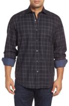 Men's Bugatchi Classic Fit Large Check Twill Sport Shirt - Grey