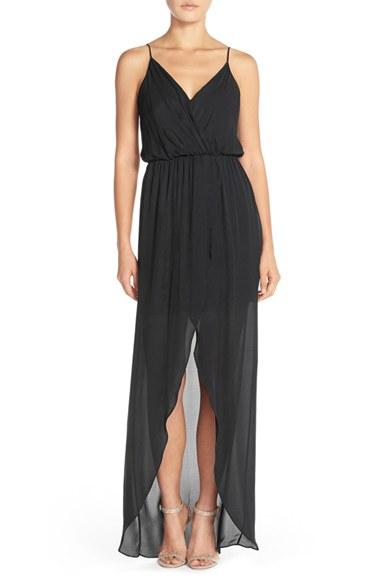 Women's Maids Rory Beca 'jones' Silk Georgette Faux Wrap Gown - Black