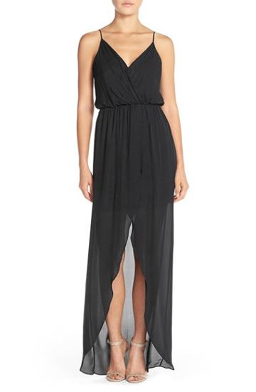 Women's Maids Rory Beca 'jones' Silk Georgette Faux Wrap Gown - Black