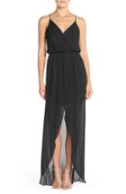 Women's Maids Rory Beca 'jones' Silk Georgette Faux Wrap Gown - Black