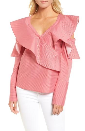 Women's Chelsea28 Cutout Ruffle Top, Size - Red