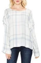 Women's Two By Vince Camuto Bell Sleeve Ruffle Space Dye Top - White