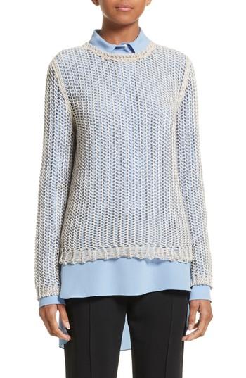 Women's Victoria Beckham Fishnet Sweater - Metallic