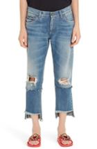 Women's Dolce & Gabbana Ripped Crop Step Hem Jeans Us / 38 It - Blue