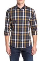 Men's Nordstrom Men's Shop Slim Fit Tech-smart Grid Sport Shirt - Blue