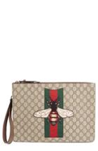 Men's Gucci Bee Applique Supreme Canvas Zipper Pouch -
