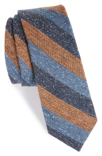 Men's The Tie Bar Varios Stripe Silk Skinny Tie, Size - Brown