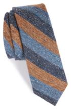 Men's The Tie Bar Varios Stripe Silk Skinny Tie, Size - Brown