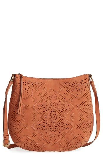 Elle & Jae Gypset Cutwork Faux Leather Crossbody Hobo - Red