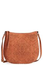 Elle & Jae Gypset Cutwork Faux Leather Crossbody Hobo - Red