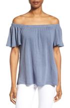 Women's Caslon Linen Blend Off The Shoulder Tee - Grey