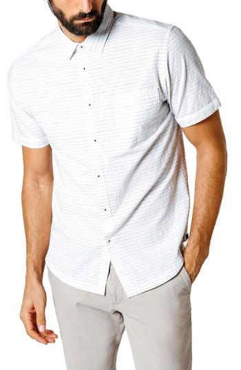 Men's Good Man Brand Longboard Trim Fit Stripe Sport Shirt - White