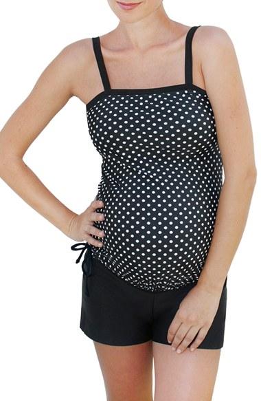 Women's Mermaid Maternity Bandeau Tankini Top - Black