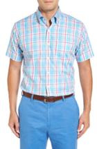 Men's Peter Millar Shoreline Plaid Short Sleeve Sport Shirt - Blue