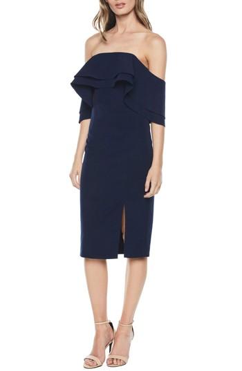 Women's Bardot Band Ruffle Off The Shoulder Dress - Blue