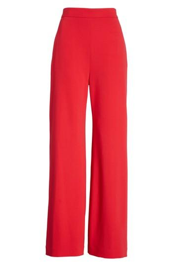 Women's Brandon Maxwell Wide Leg Crepe Pants - Red