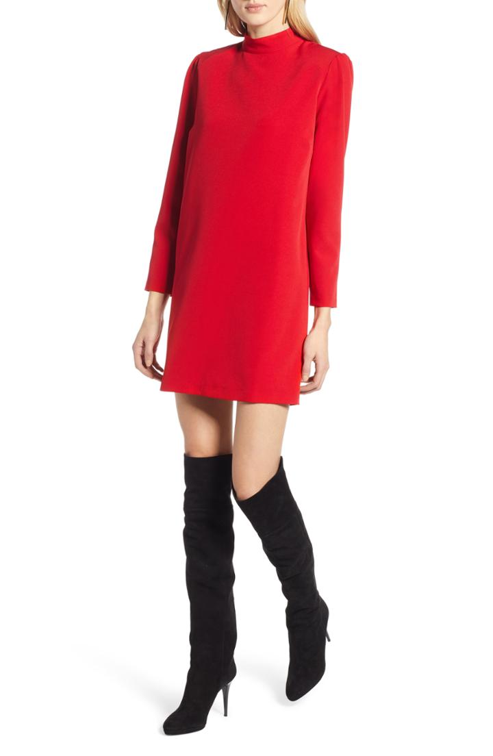 Women's Halogen Bow Back Ponte Shift Dress, Size - Red