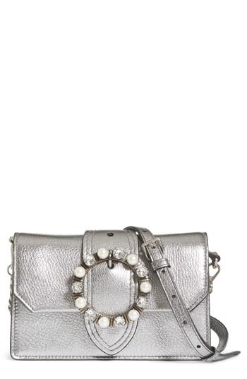 Miu Miu Embellished Buckle Leather Shoulder Bag - Metallic