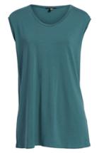 Women's Eileen Fisher U-neck Stretch Jersey Tunic - Blue/green