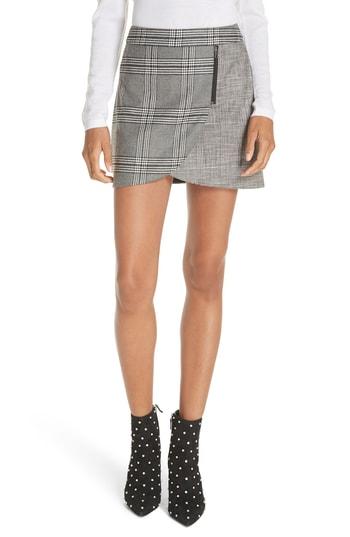 Women's Alice + Olivia Mix Check Overlap Mini Skirt - Grey