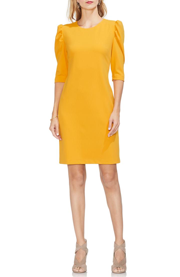 Women's Vince Camuto Puff Shoulder Sheath Dress, Size - Yellow