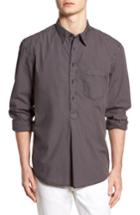 Men's French Connection Regular Fit Garment Dyed Poplin Sport Shirt - Grey