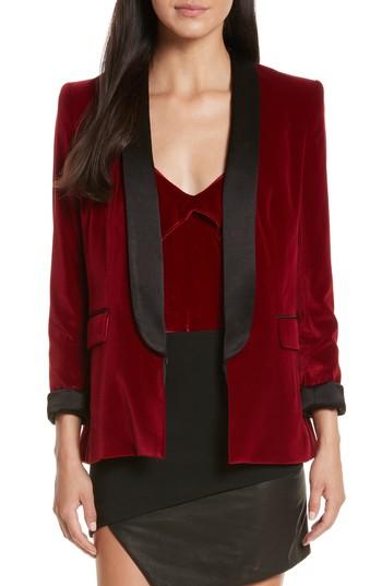 Women's Alice + Olivia Tuxedo Roll Cuff Velvet Blazer
