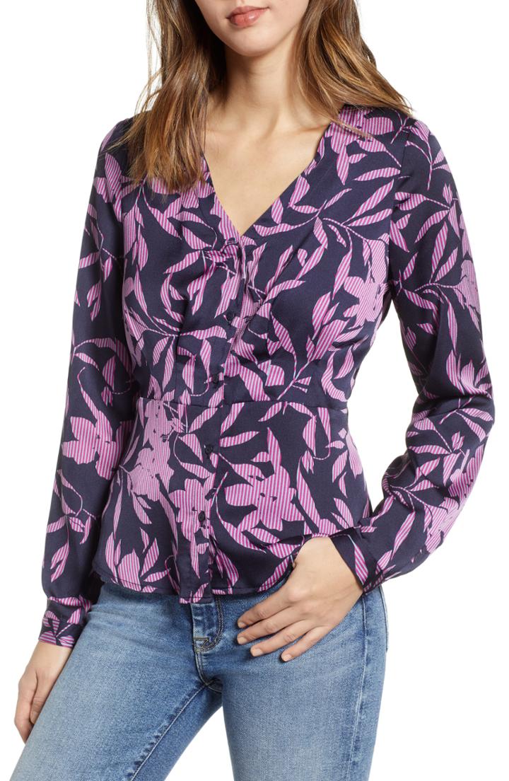 Women's Vero Moda Olivia Floral Print Shirt - Yellow