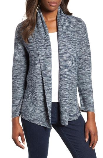 Women's Nic+zoe Mixed Up Linen Blend Cardigan - Blue