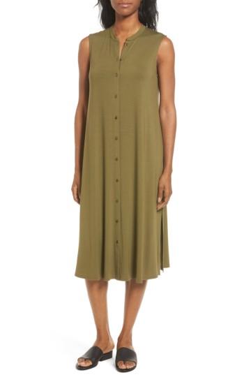 Women's Eileen Fisher Jersey Mandarin Collar Duster Dress - Green