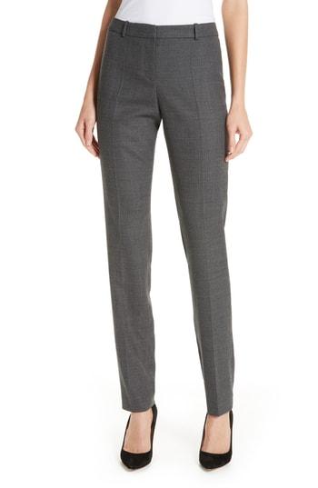 Women's Boss Tilunana Geometric Stretch Wool Blend Suit Trousers - Grey
