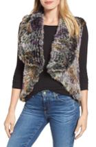 Women's Blue Duck Woven Genuine Rabbit Fur Vest - Black