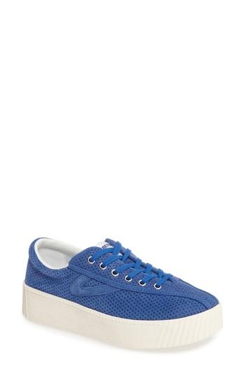 Women's Tretorn Bold Perforated Platform Sneaker .5 M - Blue