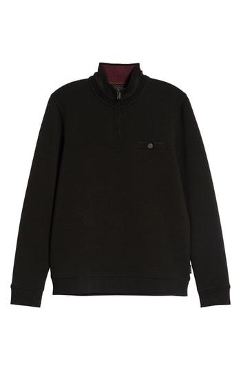Men's Ted Baker London Peper Trim Fit Half Zip Pullover (l) - Black