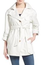 Women's Ellen Tracy Short Single Breasted Chintz Trench Coat - White